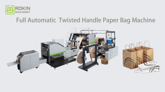 Máquina de contagem automática de sacos de embalagem de roupas da marca Rokin Máquina de fazer sacos de papel totalmente automática
