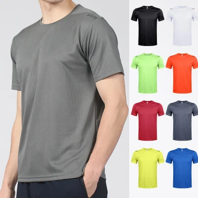 Camisas básicas de ginástica 100% poliéster multicoloridas com logotipo personalizado para homens